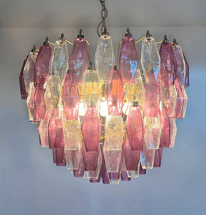 Murano Lysekrone | 111 Klare Gull Ametystfargede Poliedriglass