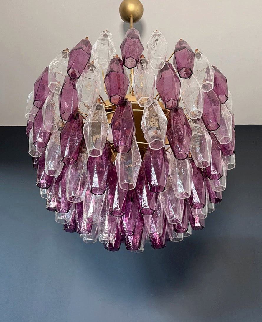 Murano Lysekrone – 111 Klare Lilla Poliedriglass – detalj 11 – Murano Classics
