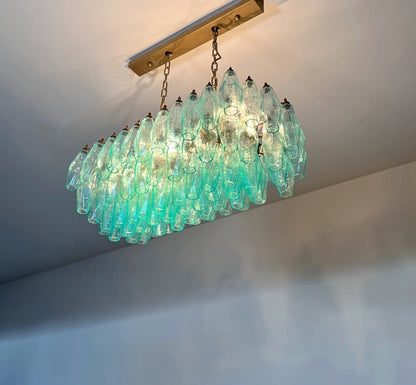 Murano Lysekrone | 84 Gull Turkise Poliedriglass