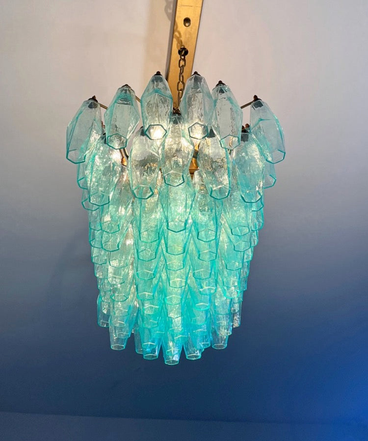 Lampadario Murano – 84 Vetri Poliedri Turchese – dettaglio 4 – Murano Classics