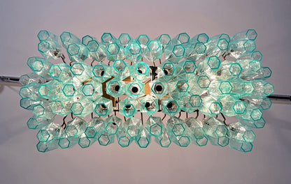 Murano Lysekrone | 84 Gull Turkise Poliedriglass