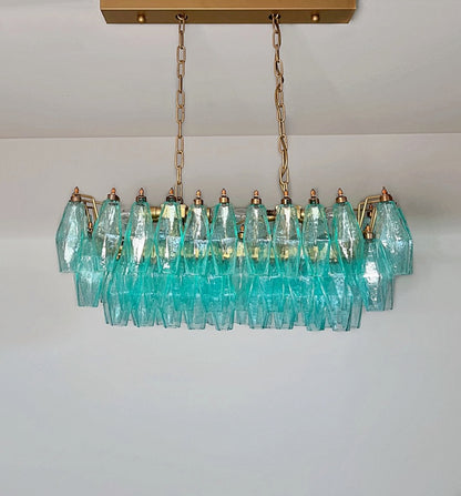 Murano Lysekrone | 84 Gull Turkise Poliedriglass