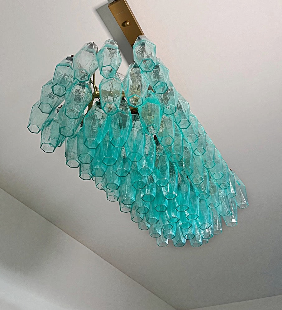 Lampadario Murano – 84 Vetri Poliedri Turchese – dettaglio 11 – Murano Classics
