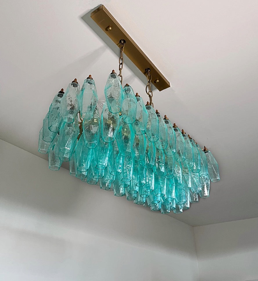 Lampadario Murano – 84 Vetri Poliedri Turchese – dettaglio 10 – Murano Classics