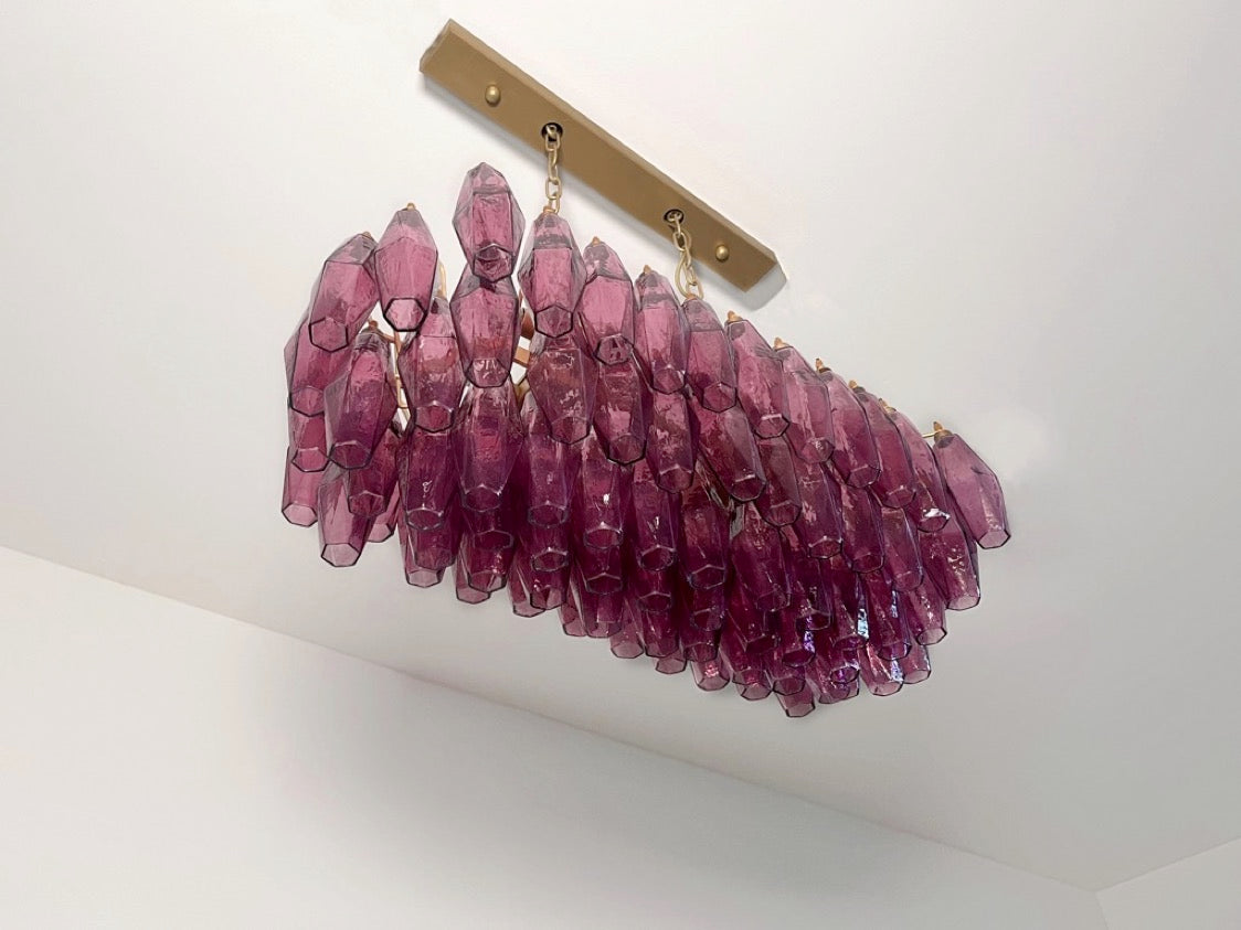 Murano Lysekrone | Gull Ametystfargede Poliedriglass