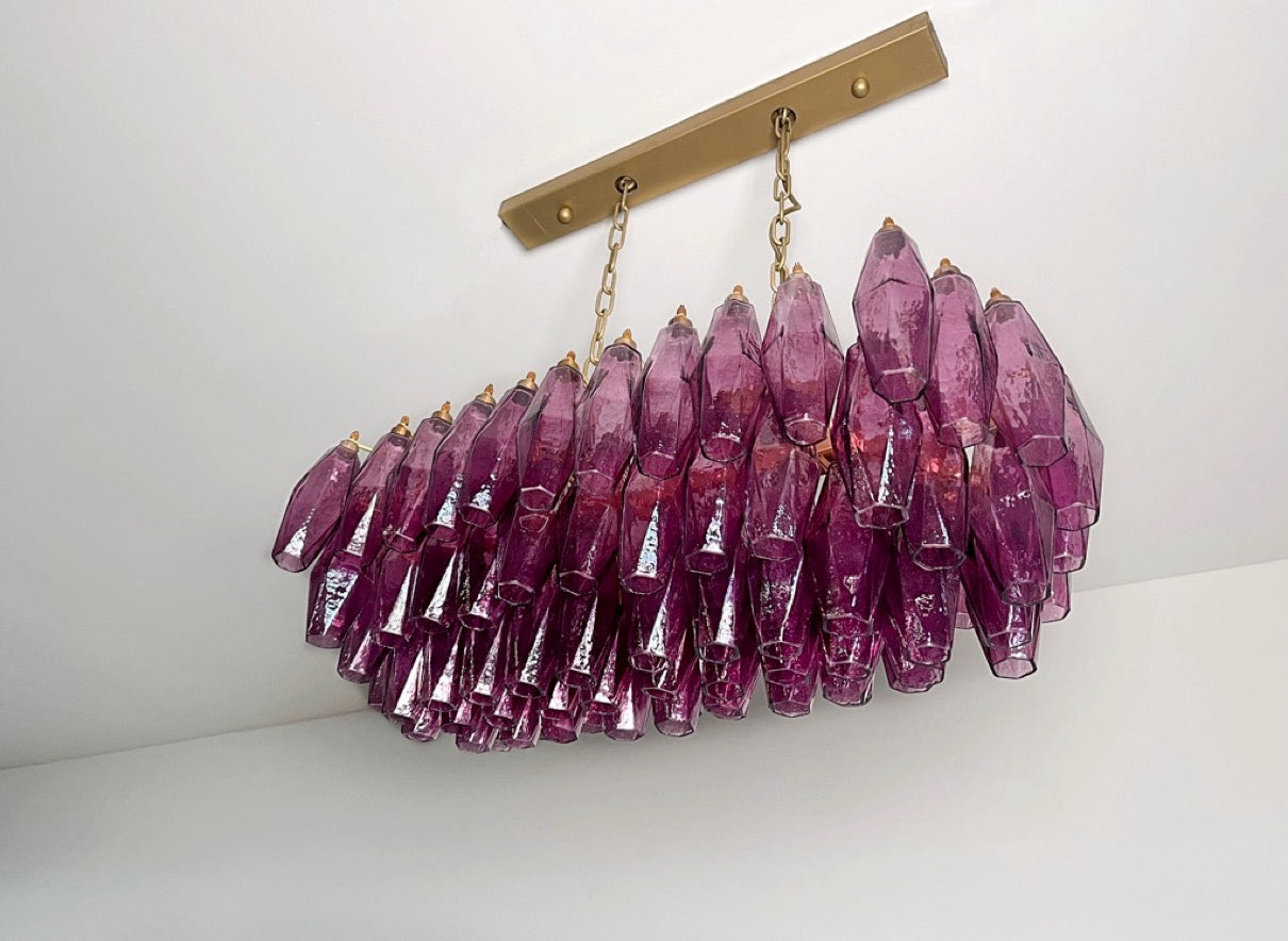 Murano Lysekrone | Gull Ametystfargede Poliedriglass