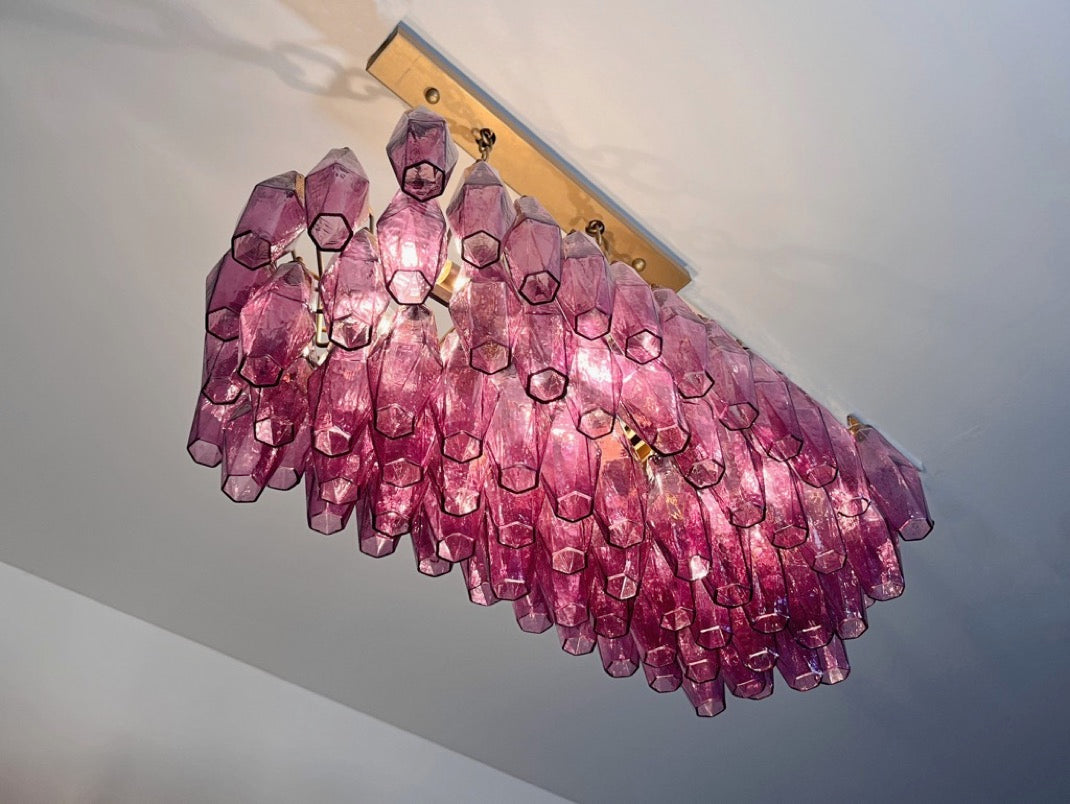 Lustre Murano – 84 Verres Poliedri Améthyste – détail 3 – Murano Classics
