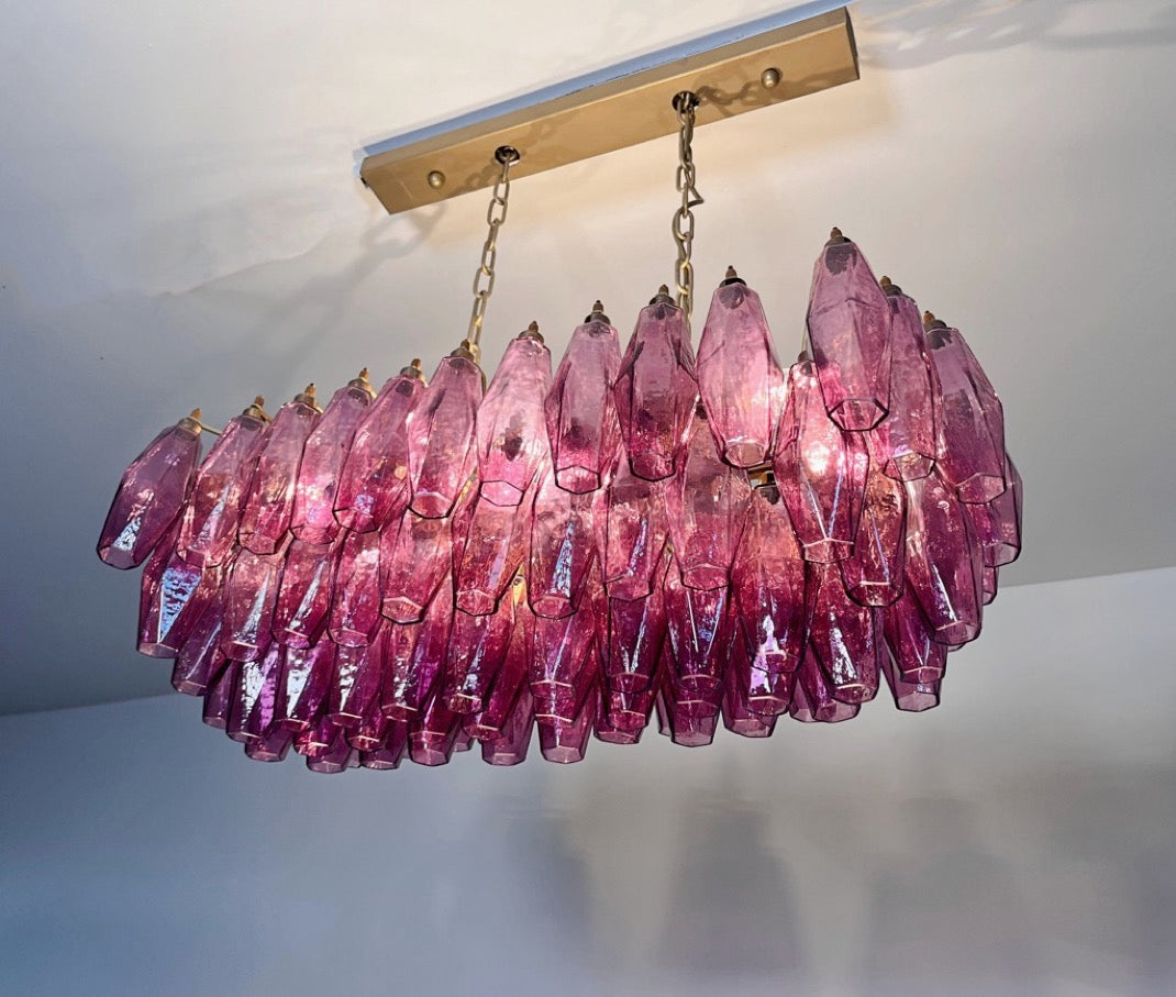Murano Lysekrone | Gull Ametystfargede Poliedriglass