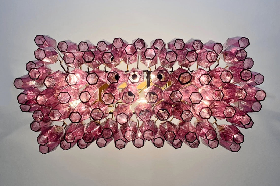 Murano Chandelier – 84 Purple Poliedri Glass – detail 1 – Murano Classics