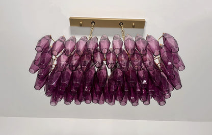 Murano Lysekrone | Gull Ametystfargede Poliedriglass