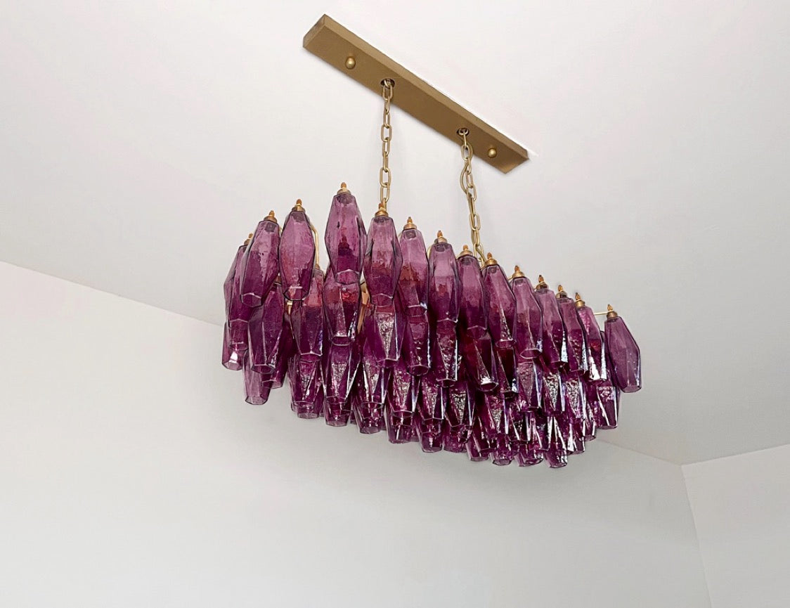 Murano Lysekrone | Gull Ametystfargede Poliedriglass