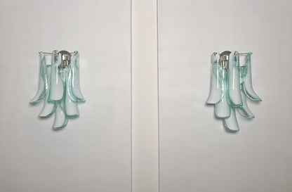 Murano Vegglampe | Turkise Lattimo Konglebladglass | 1 par