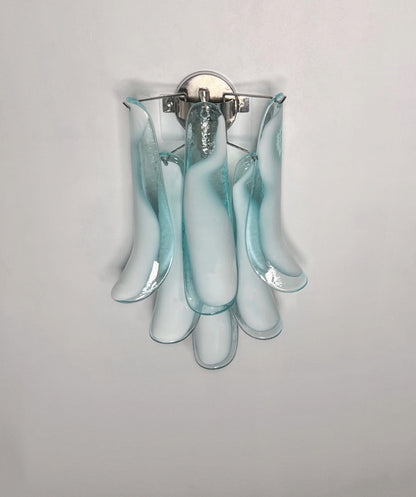 Murano Vegglampe | Turkise Lattimo Konglebladglass | 1 par