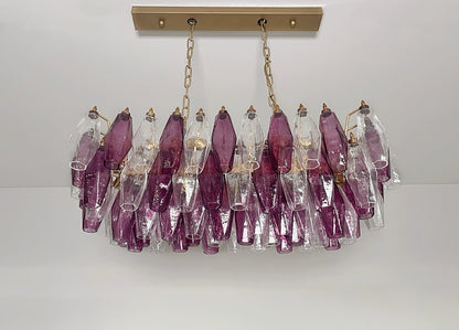 Murano Lysekrone | Klare Gull Ametystfargede Poliedriglass