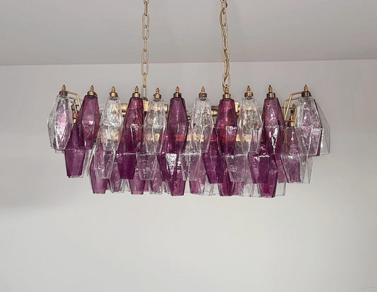 Murano Lysekrone | Klare Gull Ametystfargede Poliedriglass