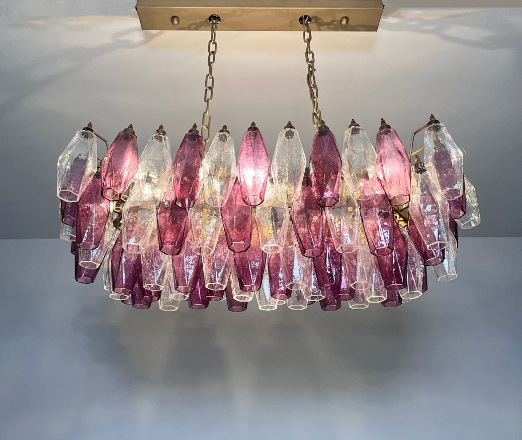 Murano Lysekrone | Klare Gull Ametystfargede Poliedriglass