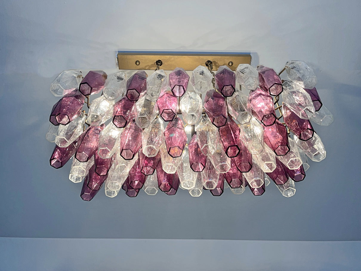 Lustre Murano – 84 Verres Poliedri Transparents Violets – détail 8 – Murano Classics