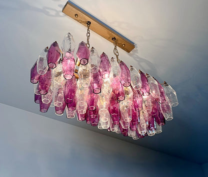 Murano Lysekrone | Klare Gull Ametystfargede Poliedriglass