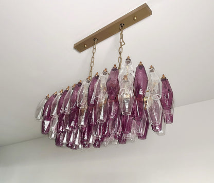 Murano Lysekrone | Klare Gull Ametystfargede Poliedriglass