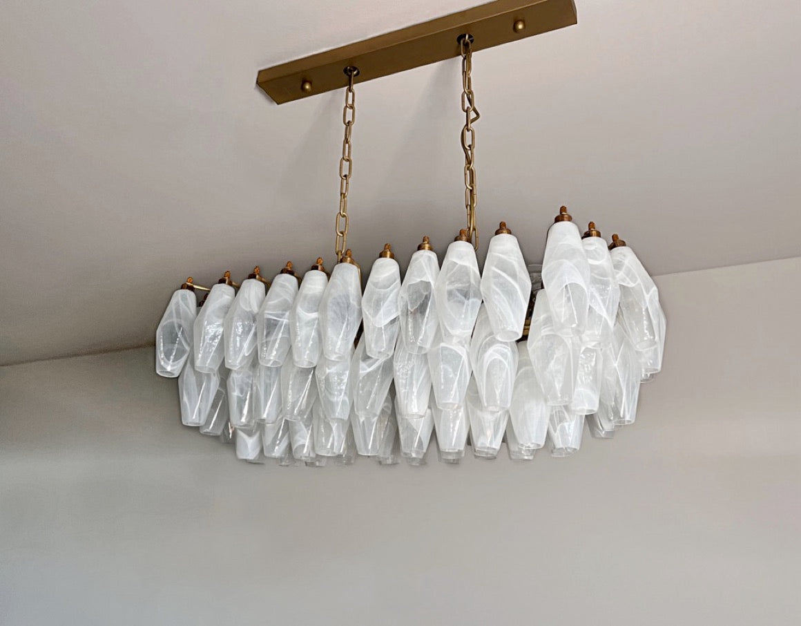 Lampadario Murano – 84 Vetri Poliedri Alabastro Bianco – dettaglio 11 – Murano Classics