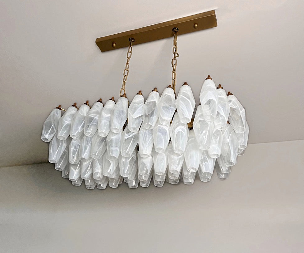 Lampadario Murano – 84 Vetri Poliedri Alabastro Bianco – dettaglio 10 – Murano Classics