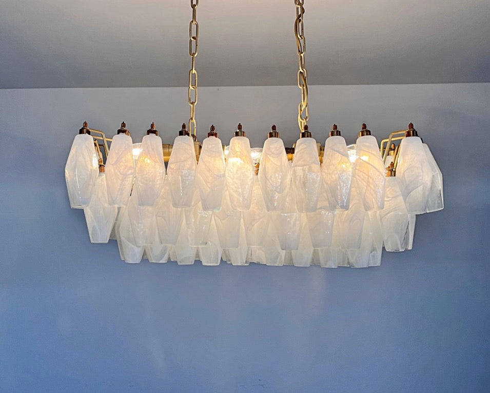Lampadario Murano – 84 Vetri Poliedri Alabastro Bianco – dettaglio 9 – Murano Classics