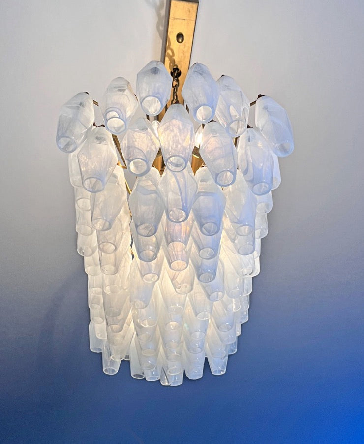 Lampadario Murano – 84 Vetri Poliedri Alabastro Bianco – dettaglio 2 – Murano Classics