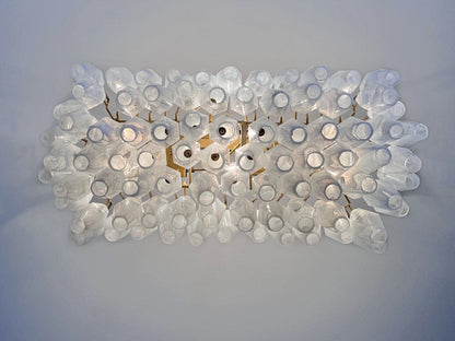 Murano Lysekrone | 84 Hvite Alabaster Gull Poliedriglass