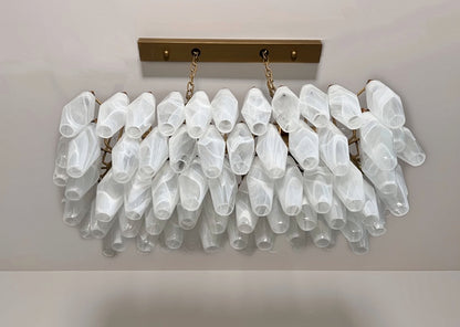 Murano Lysekrone | 84 Hvite Alabaster Gull Poliedriglass