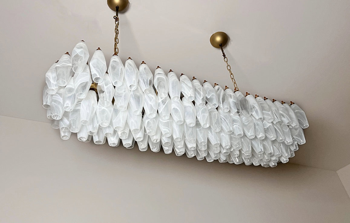 Lampadario Murano – 138 Vetri Poliedri Alabastro Bianco – dettaglio 11 – Murano Classics
