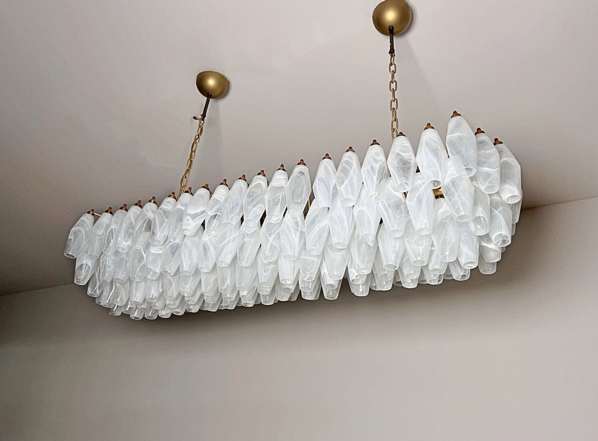 Lampadario Murano – 138 Vetri Poliedri Alabastro Bianco – dettaglio 10 – Murano Classics