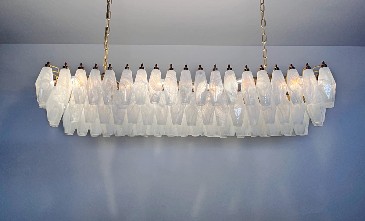 Lampadario Murano – 138 Vetri Poliedri Alabastro Bianco – dettaglio 9 – Murano Classics