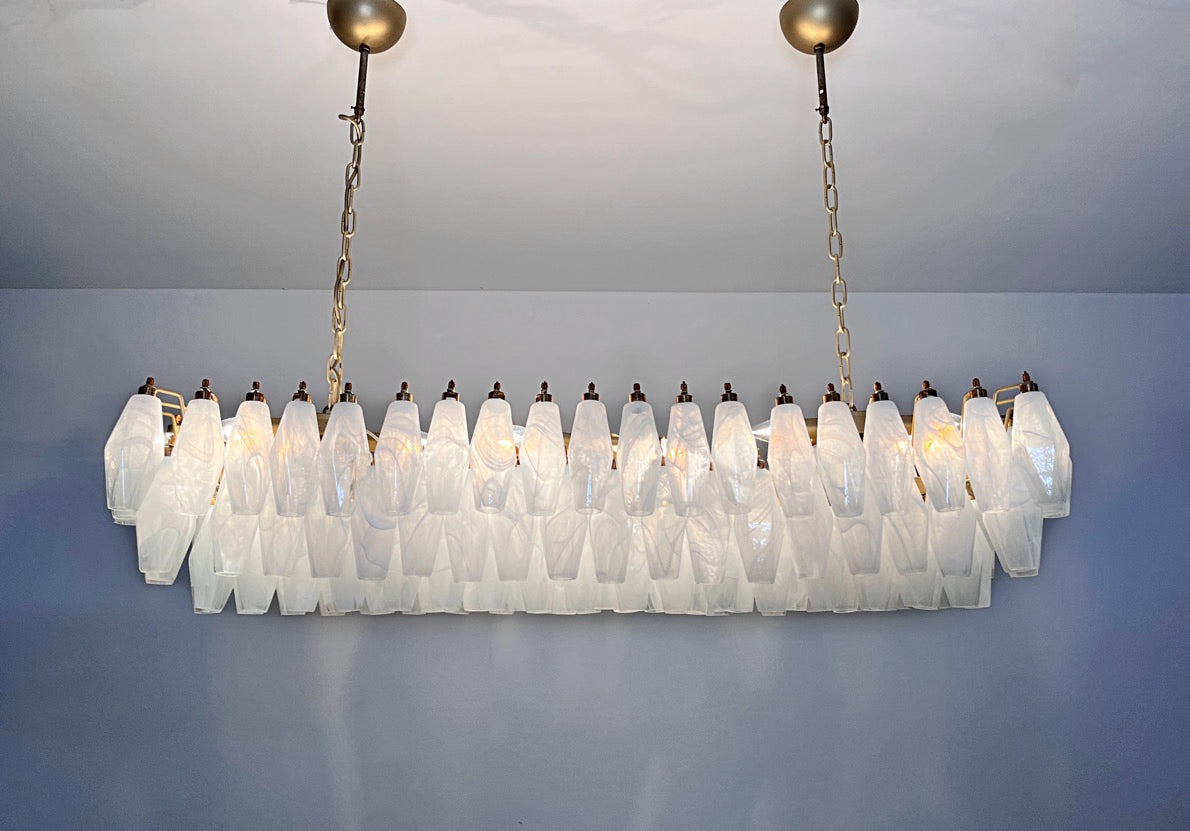 Lampadario Murano – 138 Vetri Poliedri Alabastro Bianco – dettaglio 8 – Murano Classics
