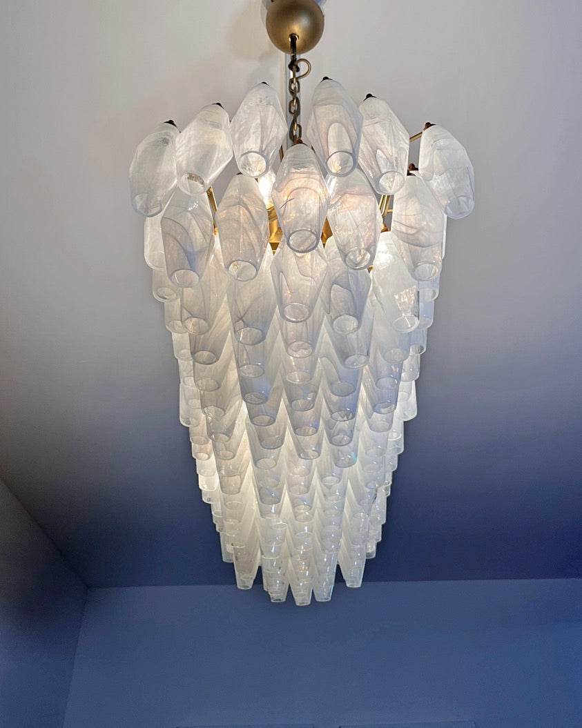 Lampadario Murano – 138 Vetri Poliedri Alabastro Bianco – dettaglio 4 – Murano Classics