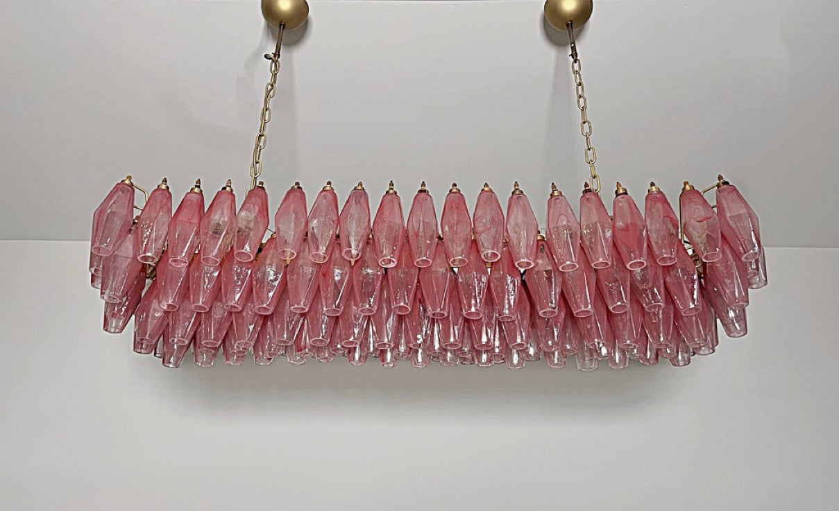 Murano Lysekrone | 138 Rosa Hvite Alabaster Gull Poliedriglass