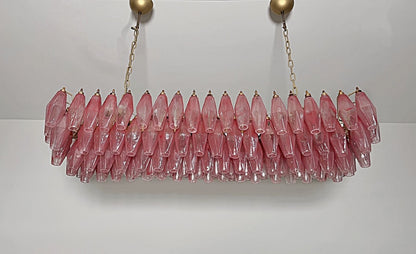 Murano Lysekrone | 138 Rosa Hvite Alabaster Gull Poliedriglass