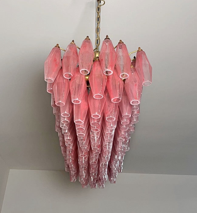 Murano Lysekrone | 138 Rosa Hvite Alabaster Gull Poliedriglass