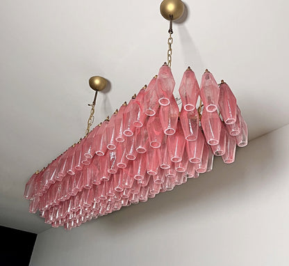 Murano Lysekrone | 138 Rosa Hvite Alabaster Gull Poliedriglass