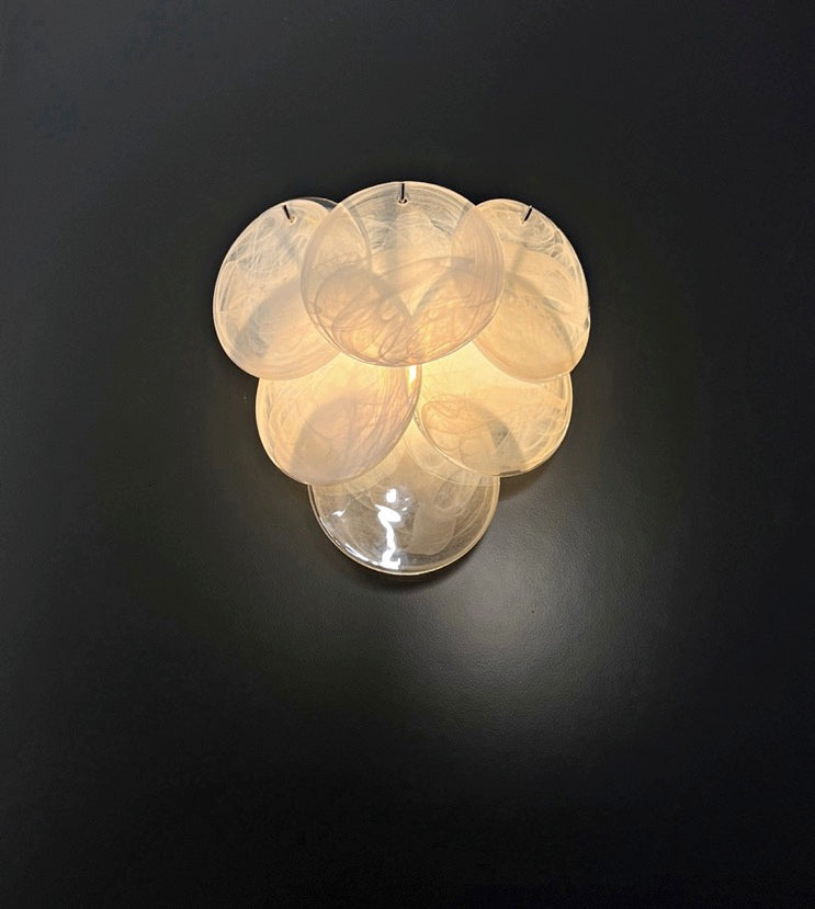 Murano Vegglampe | 6 Alabaster hvit Hvite Alabaster Diskglass | 1 par