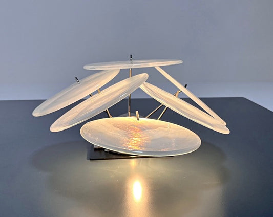 Murano Vegglampe | 6 Alabaster hvit Hvite Alabaster Diskglass | 1 par