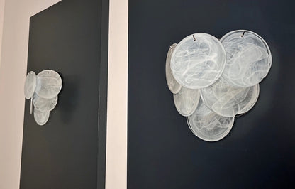 Murano Vegglampe | 6 Alabaster hvit Hvite Alabaster Diskglass | 1 par