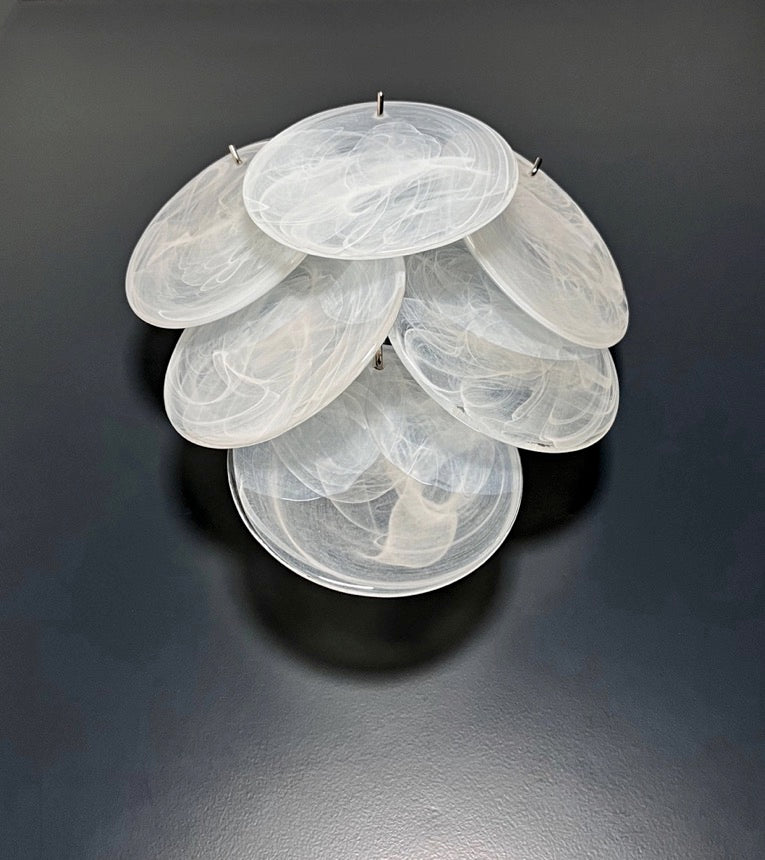 Murano Vegglampe | 6 Alabaster hvit Hvite Alabaster Diskglass | 1 par