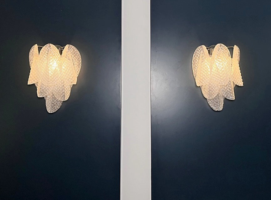 Murano Vegglampe | Klare Rondiniglass | 1 par