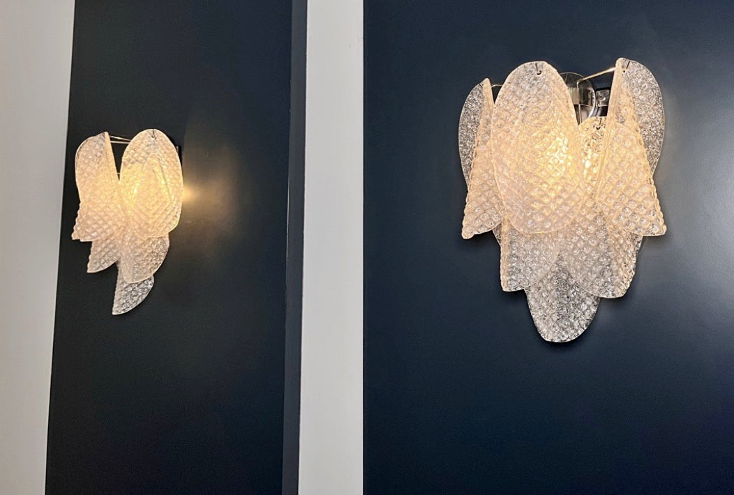 Murano Vegglampe | Klare Rondiniglass | 1 par