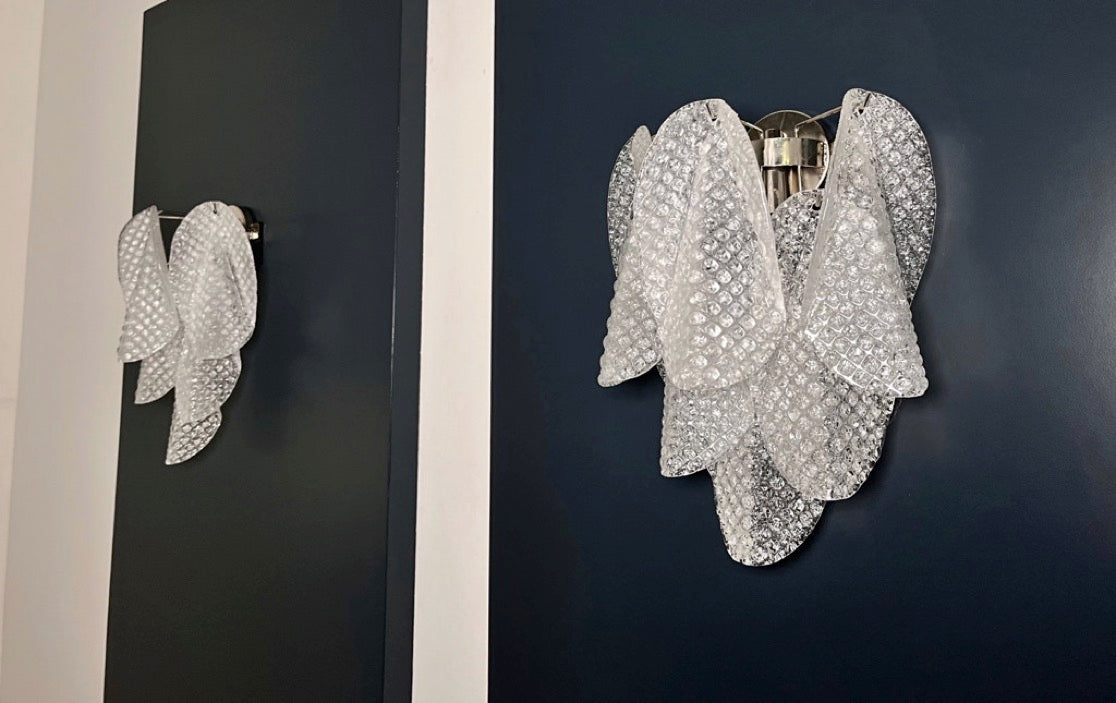 Murano Vegglampe | Klare Rondiniglass | 1 par