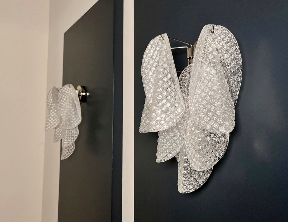 Murano Vegglampe | Klare Rondiniglass | 1 par