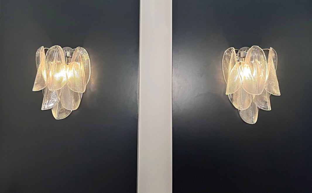 Murano Vegglampe | Klare Rondiniglass | 1 par