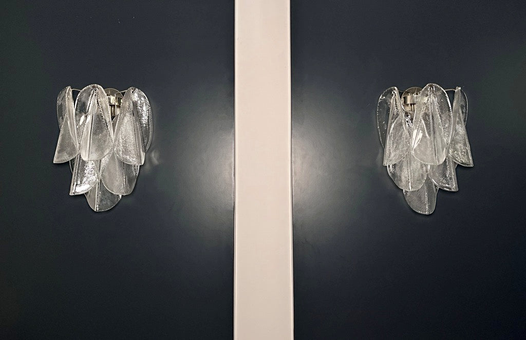 Murano Vegglampe | Klare Rondiniglass | 1 par