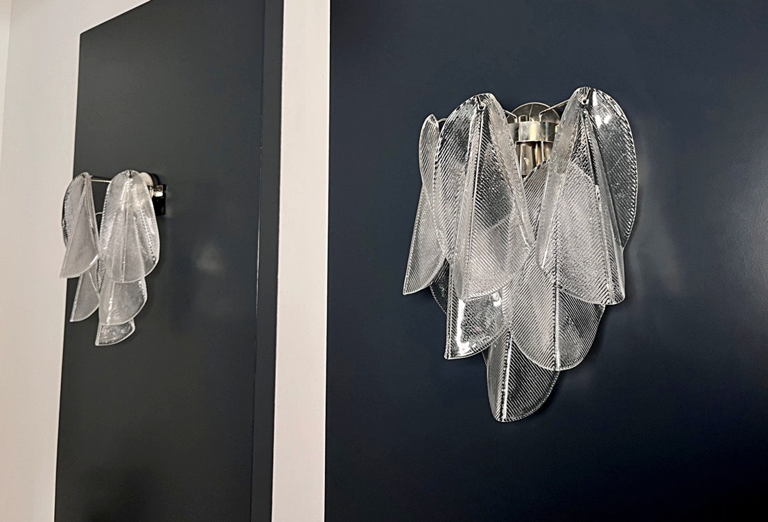 Murano Vegglampe | Klare Rondiniglass | 1 par