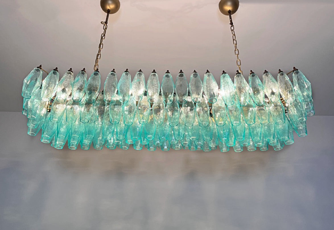 Lampadario Murano – 140 Vetri Poliedri Turchesi – dettaglio 7 – Murano Classics